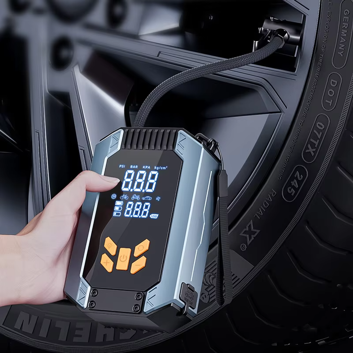 Mini pompe de gonflage de pneu électrique sans fil automatique 12v avec batterie 7200mAh 17mm bloc-cylindres pompe à air numérique portable pour voiture